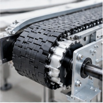 Flexible chain conveyor curve illustration