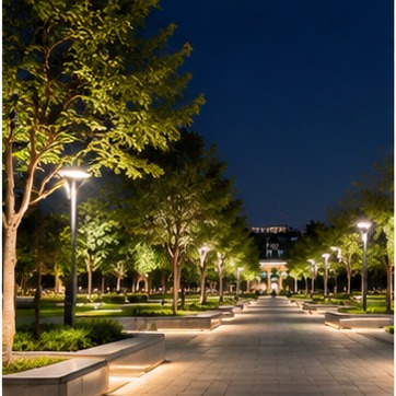 公共空间夜景照明示意